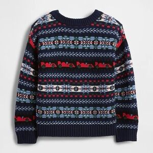 Gap Toddler Boys Crewneck Sweater 3T Red Cars 100% Cotton Holiday Fair Isle